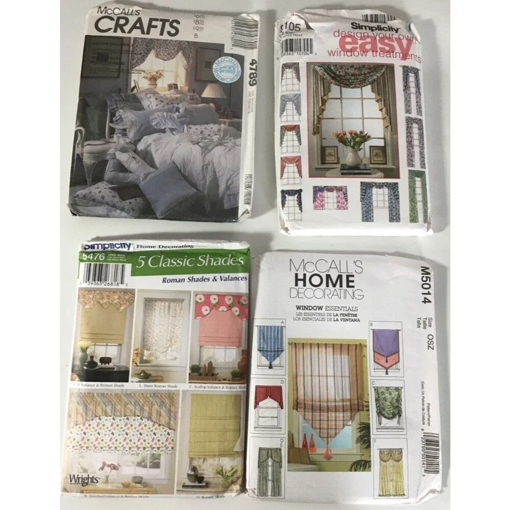 Sewing Patterns Mixed 4 Lot Home Decor Curtains Valance Shades New Uncut A19 - Picture 1 of 4